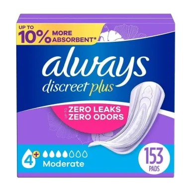 Always Discreet plus Incontinence Pads for Women, (choose size)