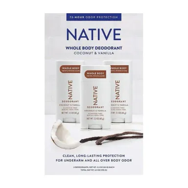 Native Aluminum Free Deodorant, 3 Pack (Choose Scent)
