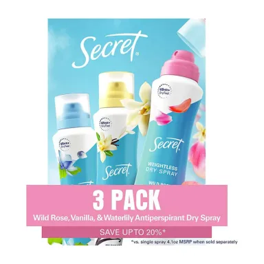 Antiperspirant Deodorant in Kenya - Secret Dry Spray for Women, 3 Pack