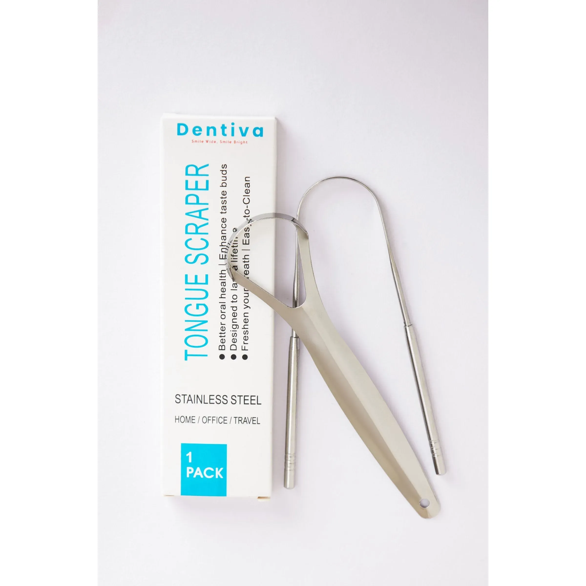 Reusable Tongue Cleaner in Kenya -Dentiva Stainless Steel Tongue Scraper 1Pack (Shape Varies)