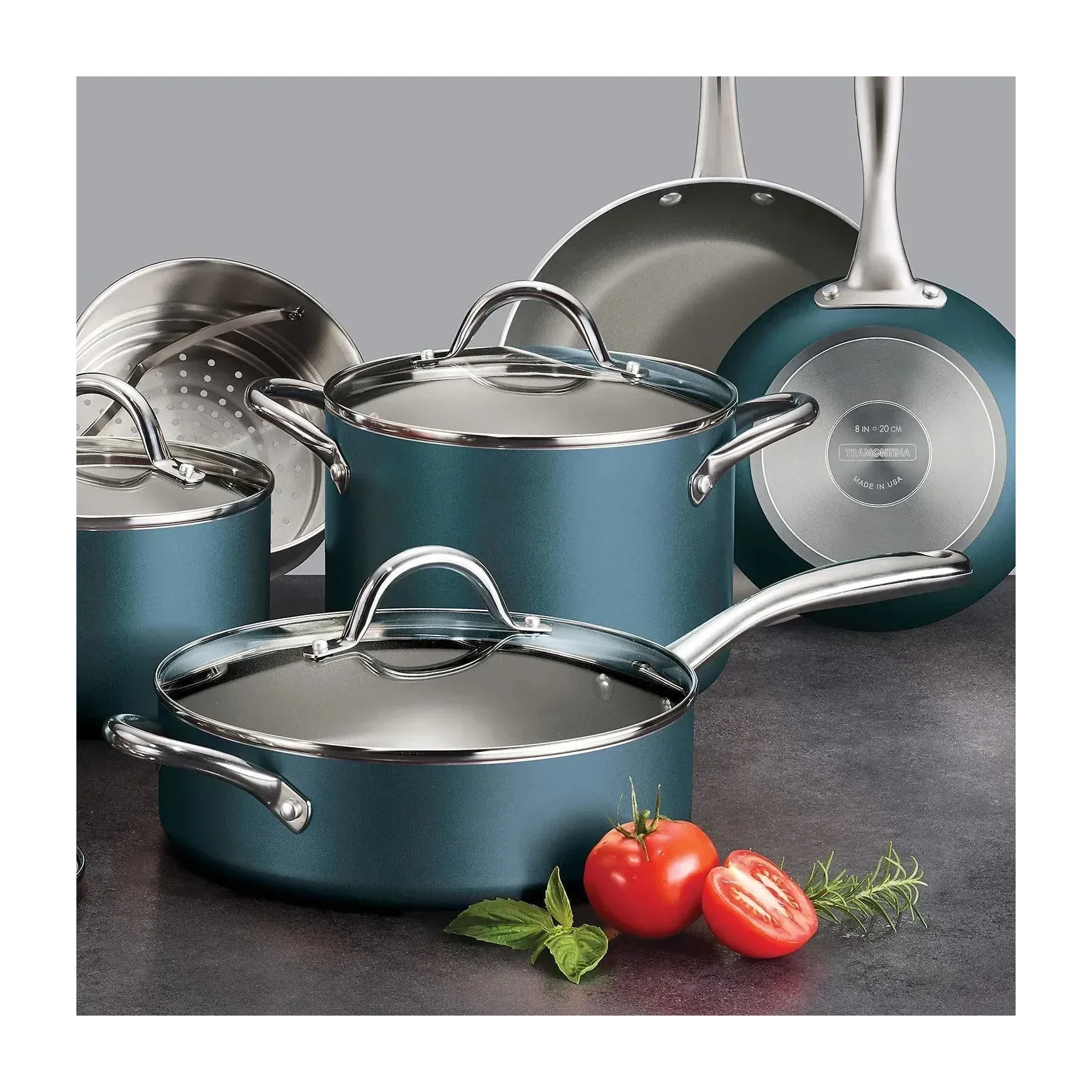 Tramontina 11-Piece Nonstick Cookware Set, Blue
