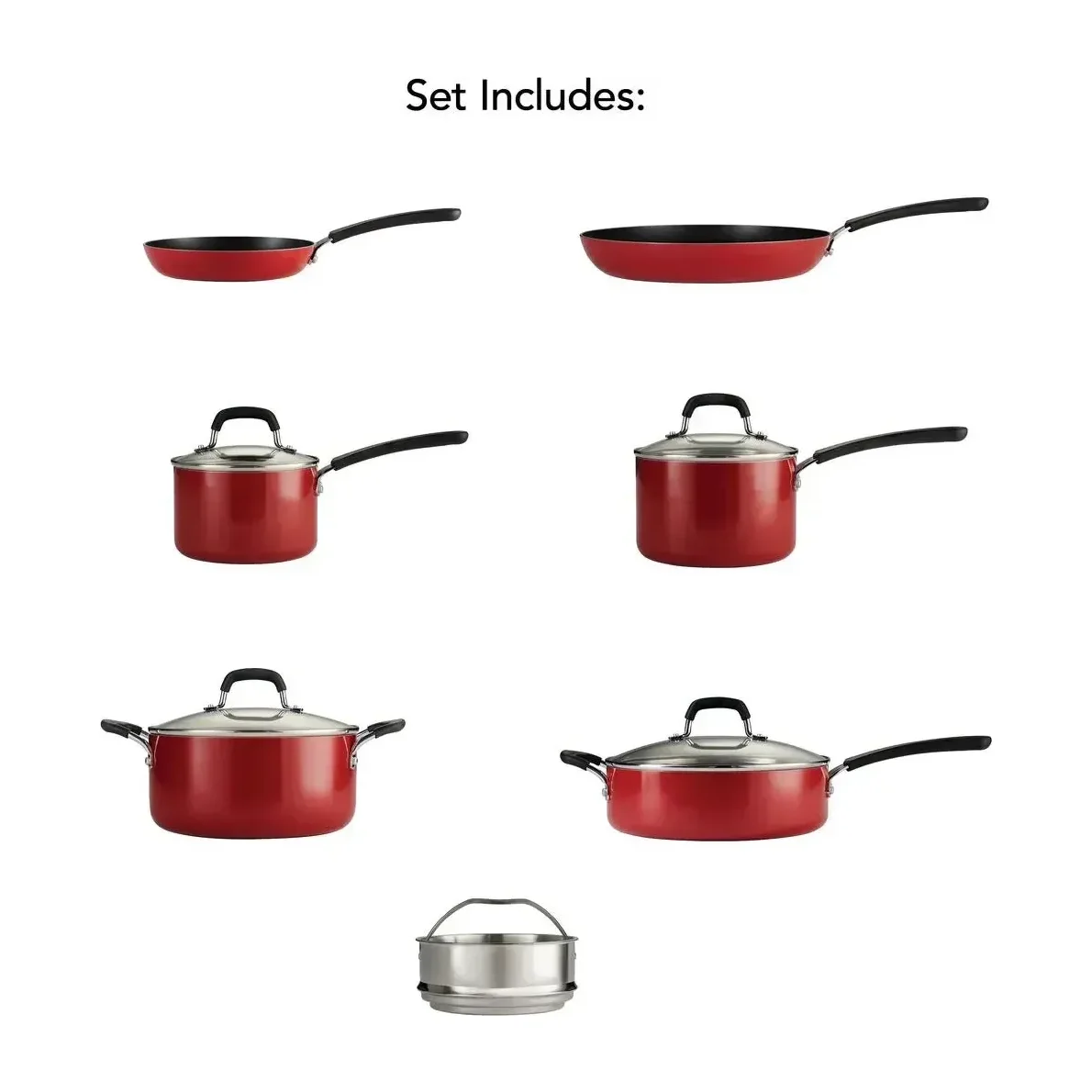 Tramontina 11-Piece Nonstick Cookware Set, Charcoal Gray