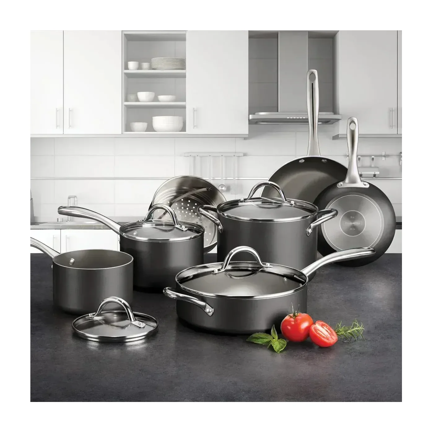 Tramontina 11-Piece Nonstick Cookware Set, Red