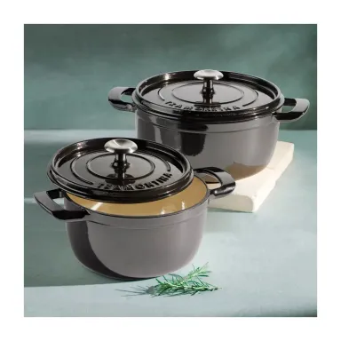 Tramontina 4 and 6 Quart Cast Iron Dutch Oven Set, Gun Metal