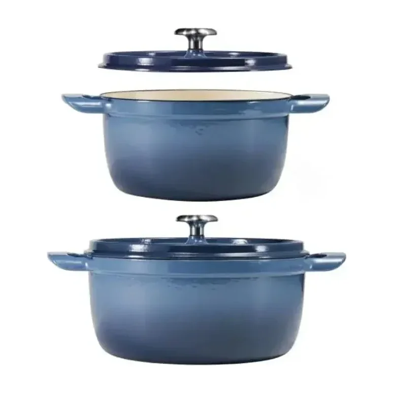 Tramontina 4 and 6 Quart Cast Iron Dutch Oven Set, Gun Metal