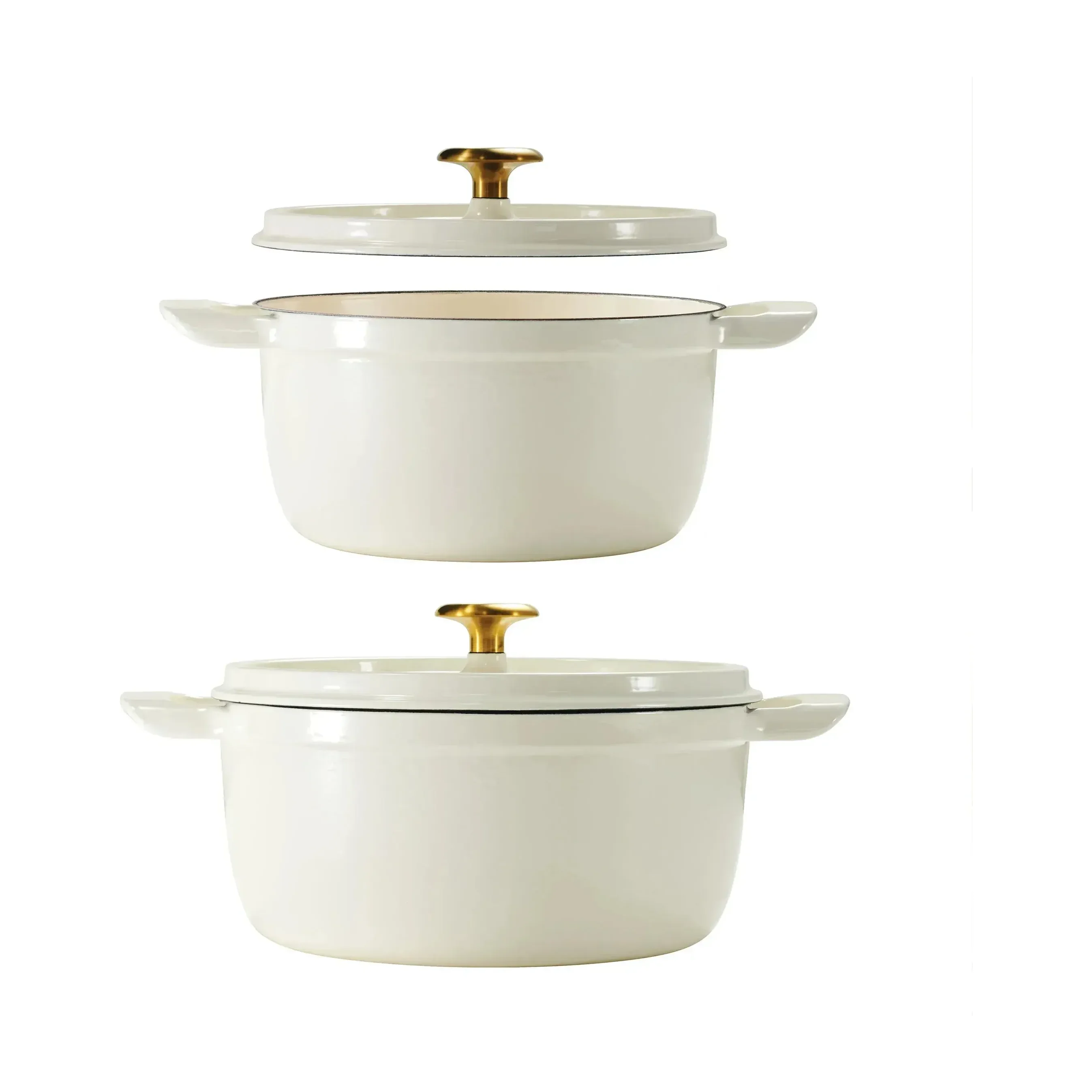 Tramontina 4 and 6 Quart Cast Iron Dutch Oven Set, White