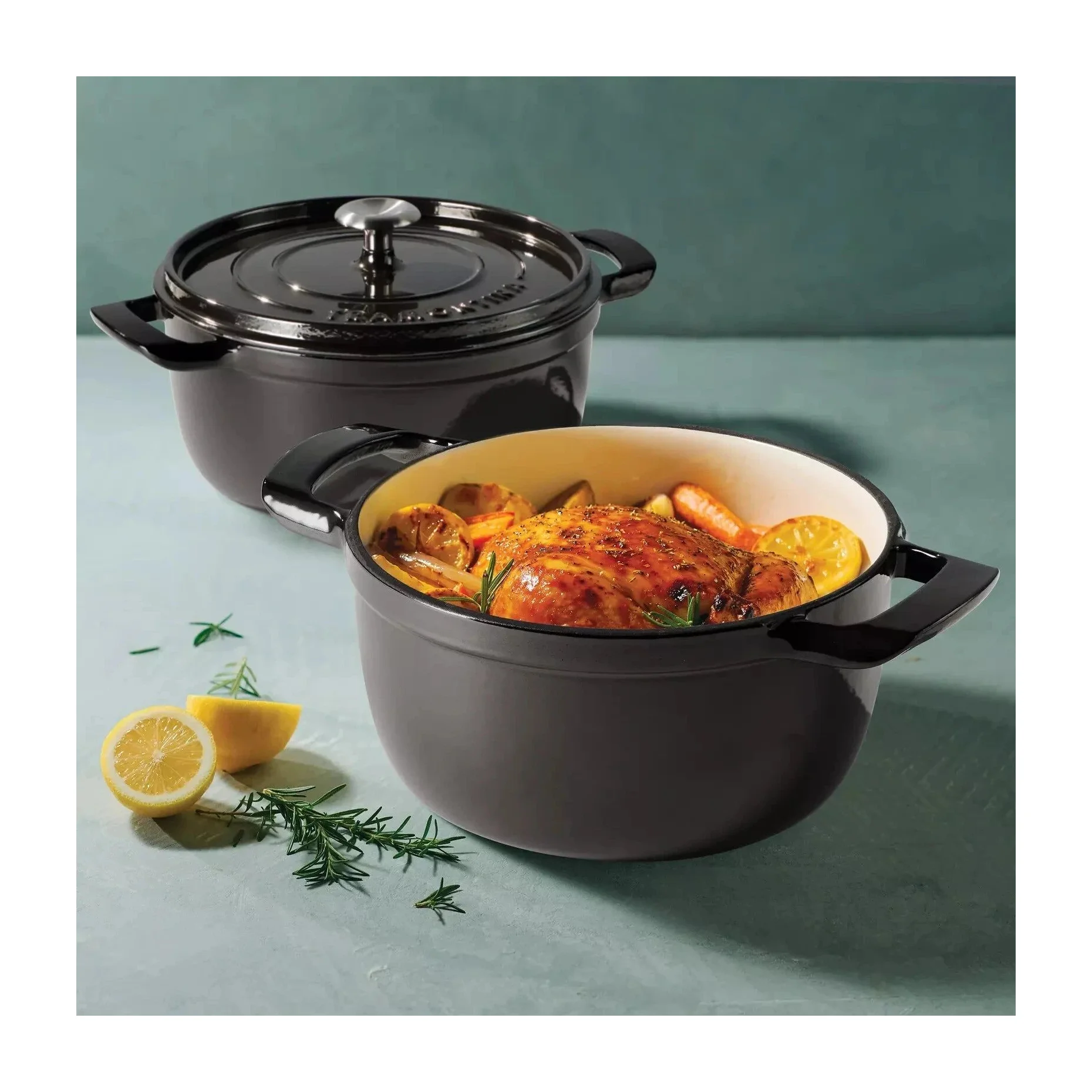 Tramontina 4 and 6 Quart Cast Iron Dutch Oven Set, White